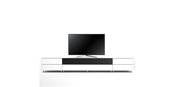 Meuble TV Design 290 cm Epure SALON SOUND K3 Verre Blanc