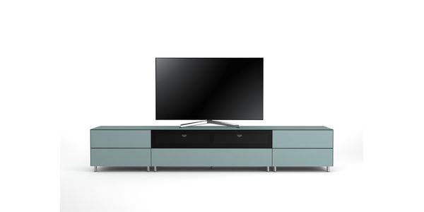 Meuble TV Design 260 cm Epure SALON SOUND K2 Verre Bleu Nordic Mat Satiné