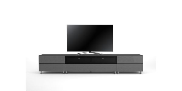 Meuble TV Design 260 cm Epure SALON SOUND K2 Verre Graphite Scintillant