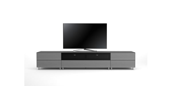 Meuble TV Design 260 cm Epure SALON SOUND K2 Verre Graphite Mat Satiné