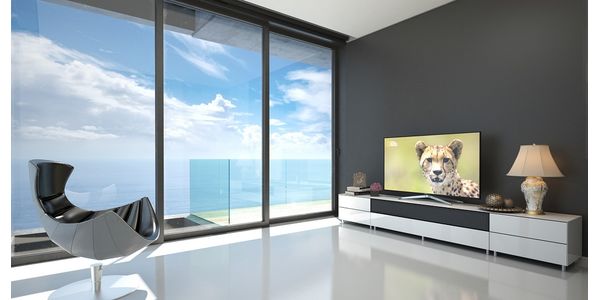 Meuble TV Design 290 cm Epure SALON SOUND K3 Verre Blanc
