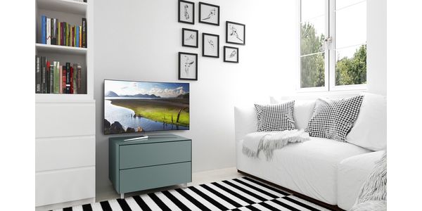 Meuble TV Design 65 cm Epure PRATIK Verre Noir Mat Satiné