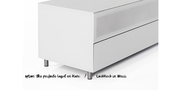 Meuble TV Design 160 cm Epure SINGLE SOUND XL Verre Blanc