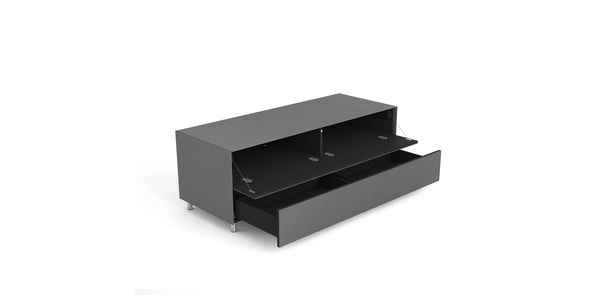 Meuble TV Design 130 cm Epure SINGLE TIDY L Verre Noir