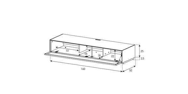 Lowboard TV Sonorous Elements EX35-PS-2, avec Abattant en tôle perforée pour le son