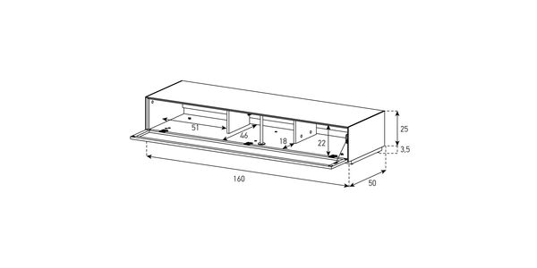 Lowboard TV Sonorous Elements EX37-PS-2, avec Abattant en tôle acoustique