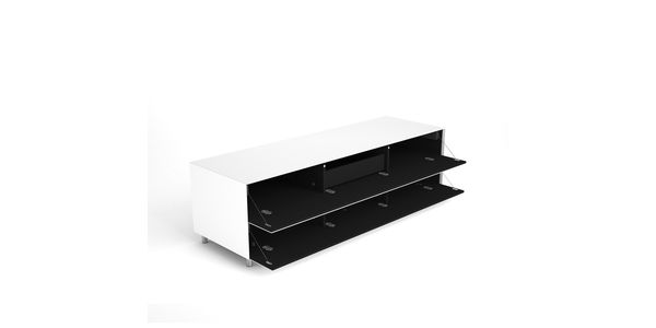 Meuble TV Design 160 cm Epure SINGLE TIDY XL Verre Blanc