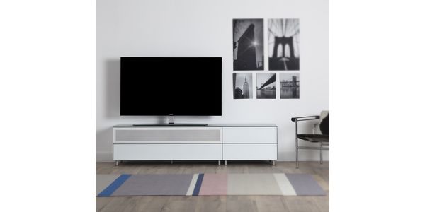 Meuble TV Lowboard Epure LOFT SOUND K1 Verre Blanc Mat Satiné- Lancement