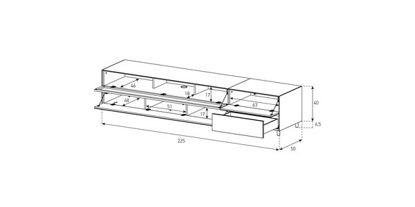 Meuble TV Design 225 cm Epure LOFT SOUND K3 Verre Graphite Mat Satiné