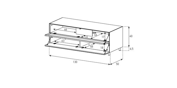 Meuble TV Design 130 cm Epure SINGLE SOUND L Verre Bleu Nordic Mat Satiné