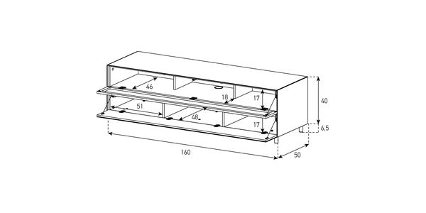 TV Lowboard Epure SINGLE SOUND XL Weissglas Satiniertes