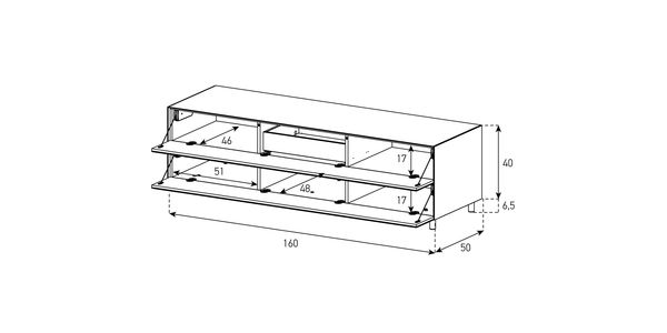Meuble TV Design 160 cm Epure SINGLE TIDY XL Verre Bleu Nordic