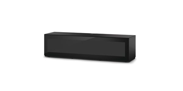 Meuble TV Sonorous Studio Sta160I-BLK-BLK-BS, Abattant en verre Noir Compatible avec Infrarouge