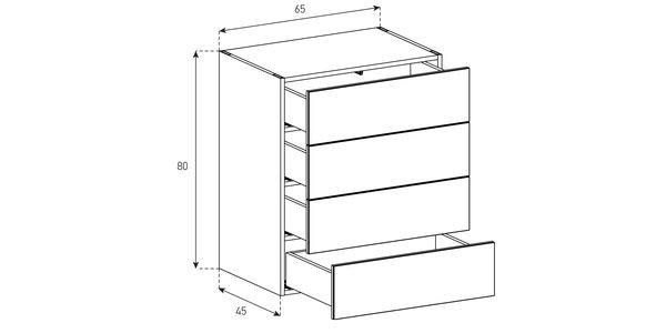 Commode de Chambre Epure Nott CG en Verre Satiné