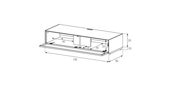 Lowboard TV Sonorous Elements EX15-PS-2, avec Abattant en tôle perforée