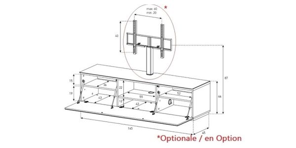 Meuble TV Sonorous Studio STA160I-WHT-WHT-BS,