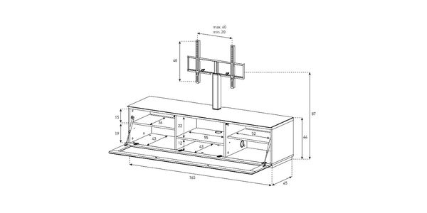 Meuble TV Sonorous Lowboard Studio STA160F-BLK-BLK-BS