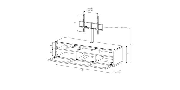 Meuble TV Sonorous Lowboard Studio STA260t-blk-blk-bs Noir / Façade en tissu Acoustique