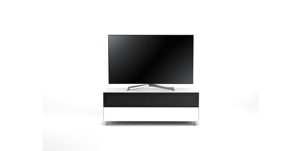 Meuble TV Design 130 cm Epure SINGLE SOUND L Verre Blanc