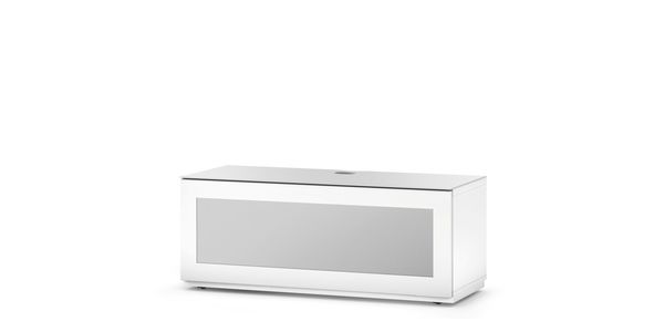 Meuble TV Sonorous Studio Sta110iwht-wht-bs, Abattant en verre Blanc Compatible avec Infrarouge