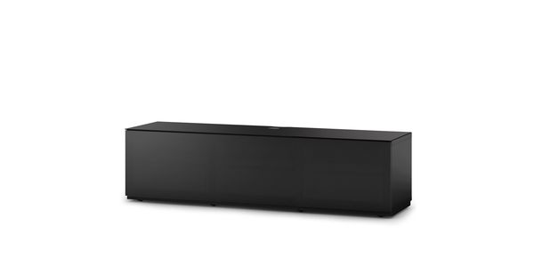Meuble TV Sonorous Lowboard Studio sta160t-blk-blk-bs Noir / façade en tissu / Idéal pour haut-parleur central