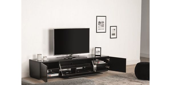 Meuble TV Sonorous Lowboard Studio STA200T-BLK-BLK-BS, Abattant Textile