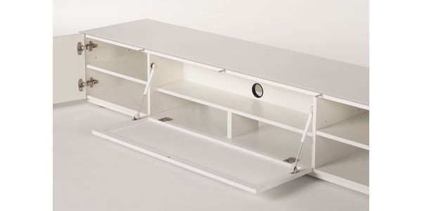 Meuble TV Sonorous Lowboard Studio STA200T-WHT-GRY-BS, Abattant Textile