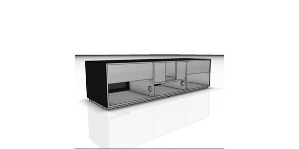 Meuble TV Sonorous Elements EX30-TC-BLK, Verre Noir avec abattant textile