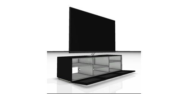 Meuble TV Sonorous Elements EX30-TC-BLK, Verre Noir avec abattant textile