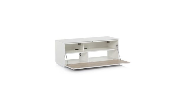 Meuble TV Sonorous Lowboard Studio sta110f-wht-oak-bs Chêne-Blanc, Abattant
