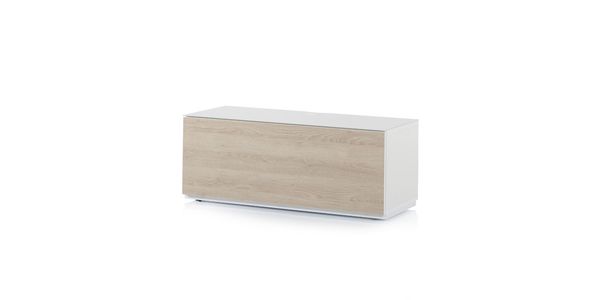 Meuble TV Sonorous Lowboard Studio sta110f-wht-oak-bs Chêne-Blanc, Abattant