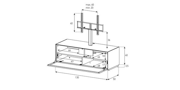 Meuble TV Sonorous Elements EX11-PS-2 Abattant en tôle pour son