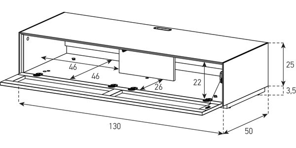 Lowboard TV Sonorous Elements EX15-TS-2, avec Abattant Textile, H=28.5