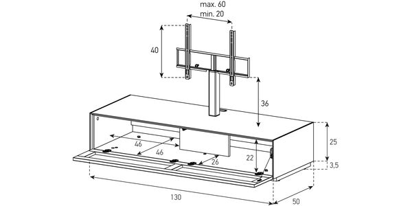 Meuble TV Sonorous Elements EX16-TS-2 Abattant en tissu