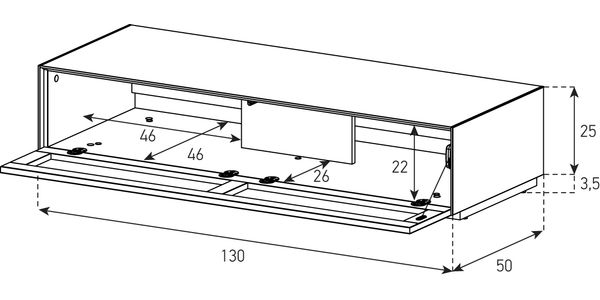 Lowboard TV Sonorous Elements EX17-TS-2, avec Abattant Textile, H=28.5