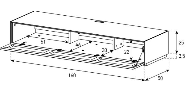 Lowboard TV Sonorous Elements EX35-TS-2, avec Abattant Textile, H=28.5