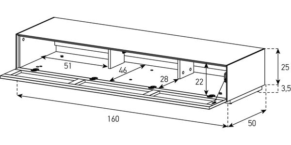 Lowboard TV Sonorous Elements EX37-TS-2, avec Abattant Textile, H=28.5