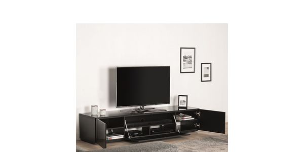 Meuble TV Sonorous Lowboard Studio STA200P-BLK-BLK-BS, Abattant Perforée