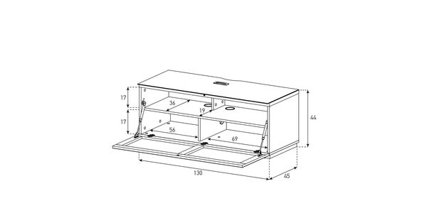 Meuble TV Sonorous Lowboard Studio STA130F-WHT-WHT-BS