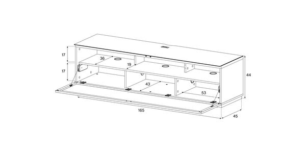 Meuble TV Sonorous Lowboard Studio STA260P-WHT-WHT-BS façade en Tôle Acoustique