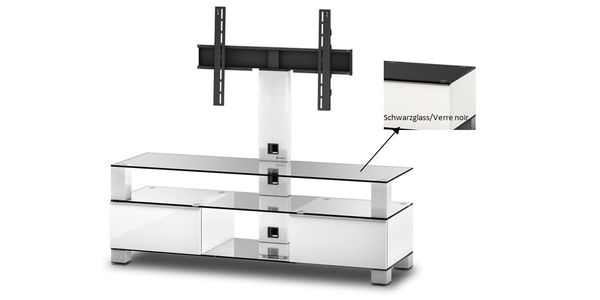 Meuble TV Sonorous md8143-b-inx-wht Verre Noir Blanc Laqué avec support