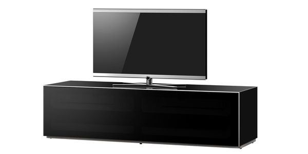 Meuble TV Sonorous Elements EX30-TC-BLK, Verre Noir avec abattant textile