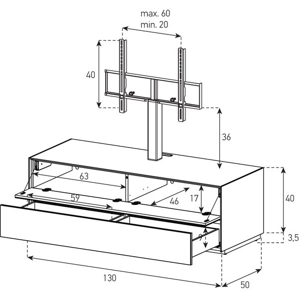Meuble TV Sonorous Elements EX11-FD-2 Abattant / Tiroir