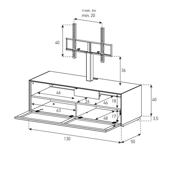 Meuble TV Sonorous Elements EX11-TS-2 Abattant tissu