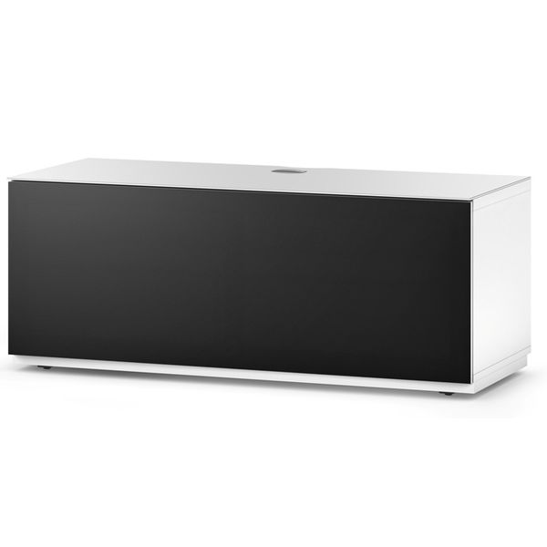 Meuble TV Sonorous Lowboard Studio sta110t-wht-blk-bs Blanc, façade en tissu Noir Acoustique