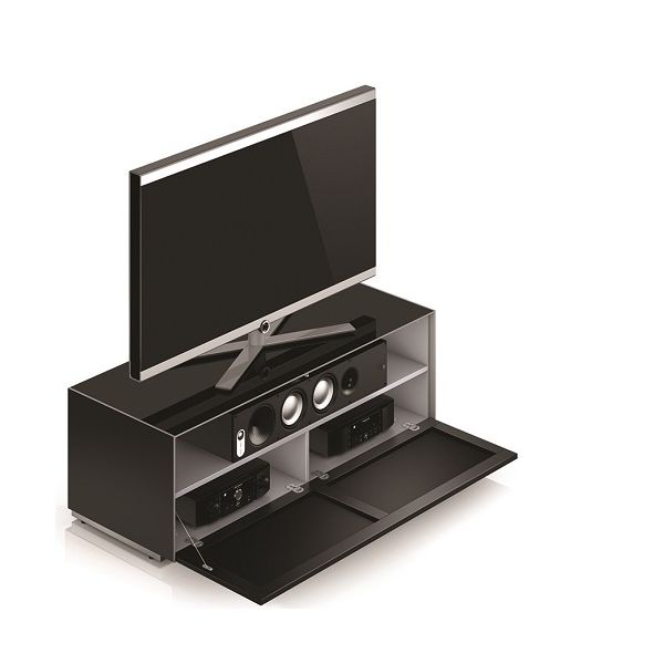 Meuble TV Sonorous Elements EX12-TS-BLK-BLK-2-A Abattant tissu acoustique