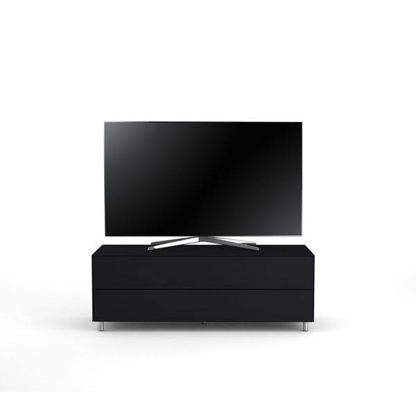 Meuble TV Design 130 cm Epure SINGLE TIDY L Verre Noir Mat Satiné