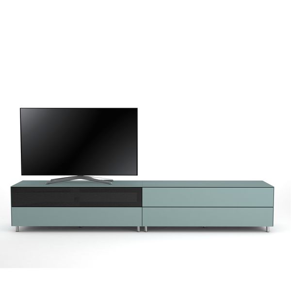 Meuble TV Design 260 cm Epure LOFT SOUND K2 Verre Bleu Nordic Mat Satiné