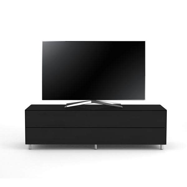 Meuble TV Design 160 cm Epure SINGLE TIDY XL Verre Noir
