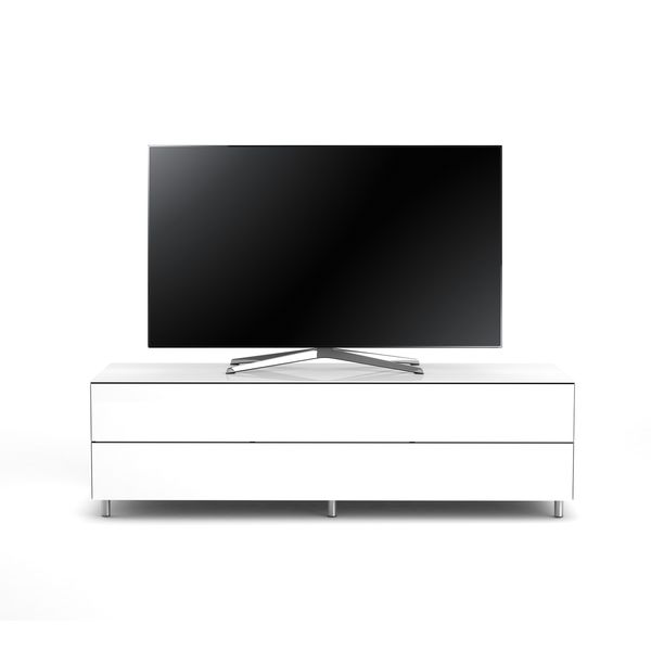 Meuble TV Design 160 cm Epure SINGLE TIDY XL Verre Blanc